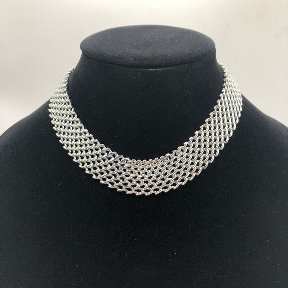 Silver Tone Mini Mesh Necklace - Picture 3 of 3
